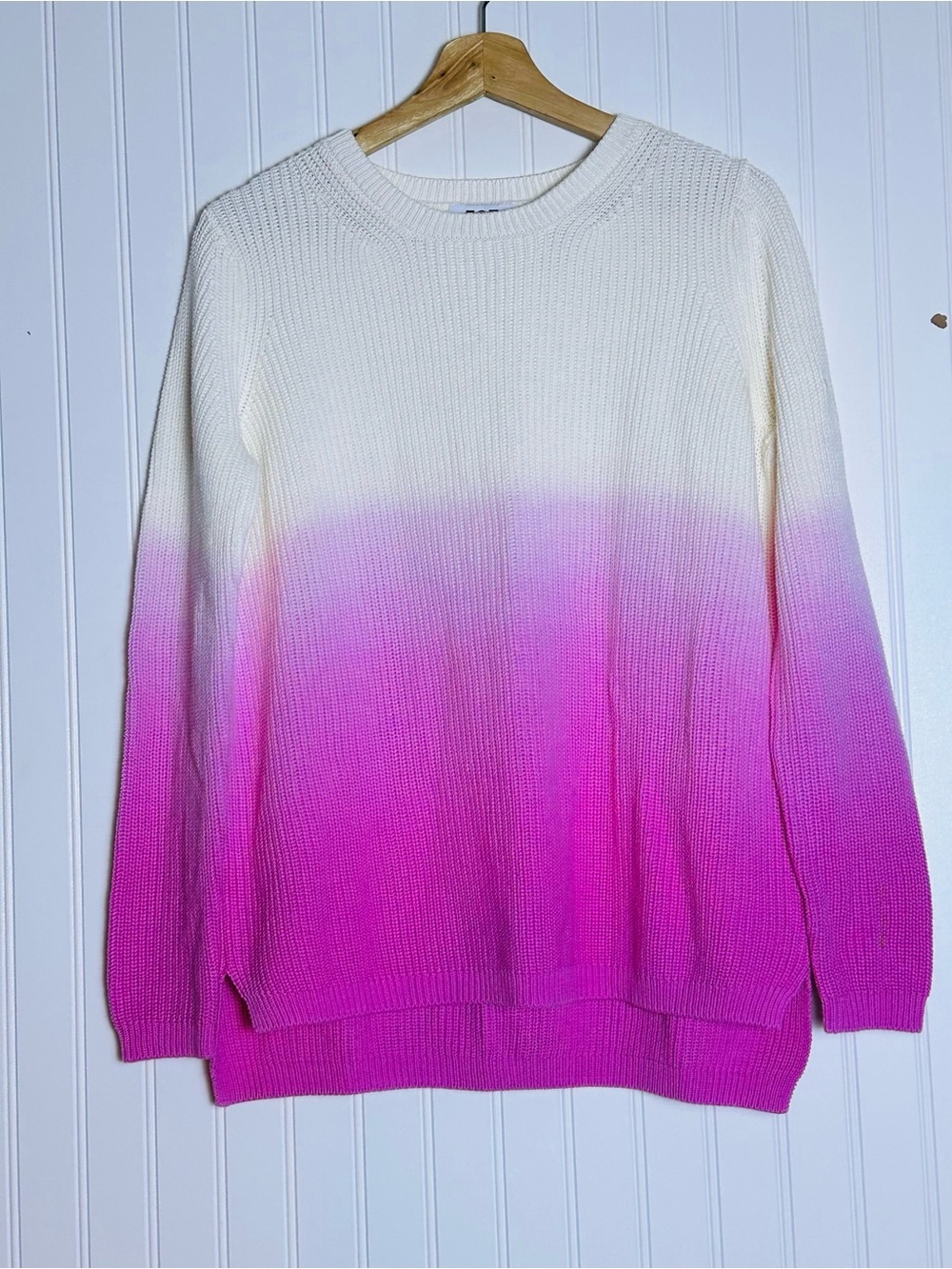 525 America ombre dip-dyed pullover shaker-stitch sweater cotton Crew neck Small - Picture 8 of 8